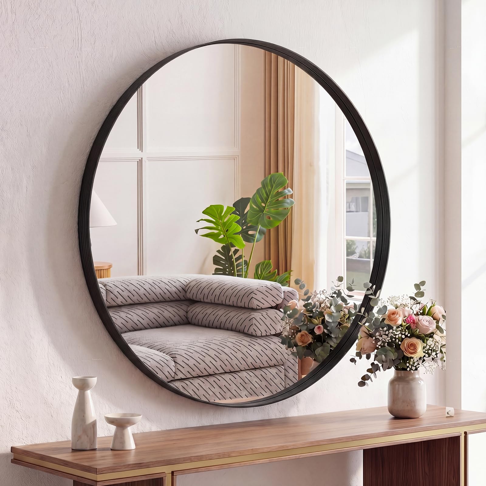 Sweetcrispy 24"x36" Arched Black Bathroom Mirrors for Wall | Bathroom Mirrors for Over Sink, Metal Framed with HD Shatter-Proof Glass for Entryway, Bedroom, Home Decor