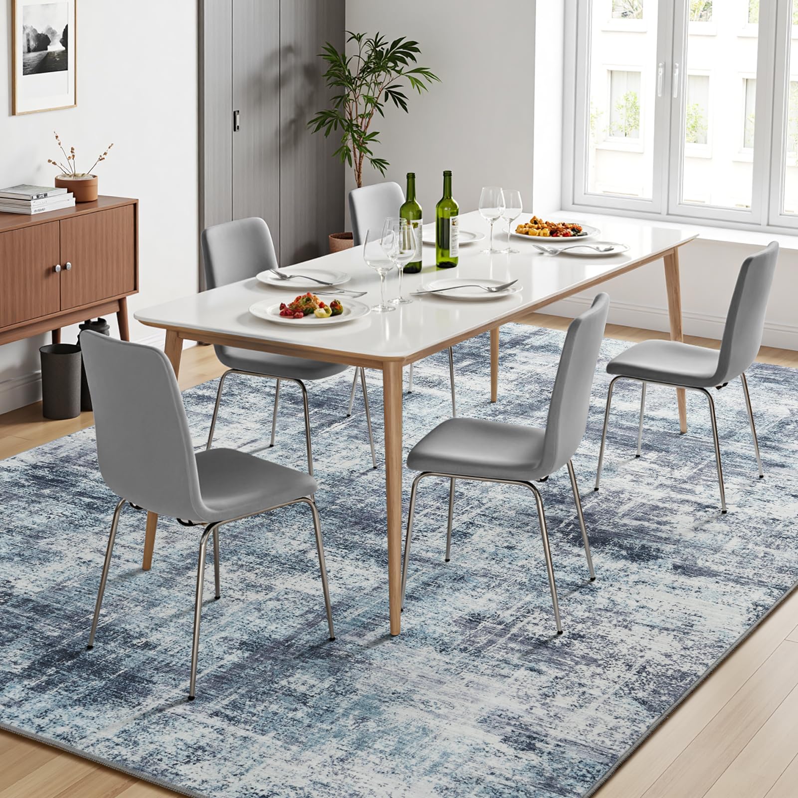 Lofus 8x10 Area Rug for Living Room, Gold Abstract Large Rugs with Non-Slip Backing, Neutral Modern Washable Carpet for Bedroom Dining Room Home Office Nursery Indoor