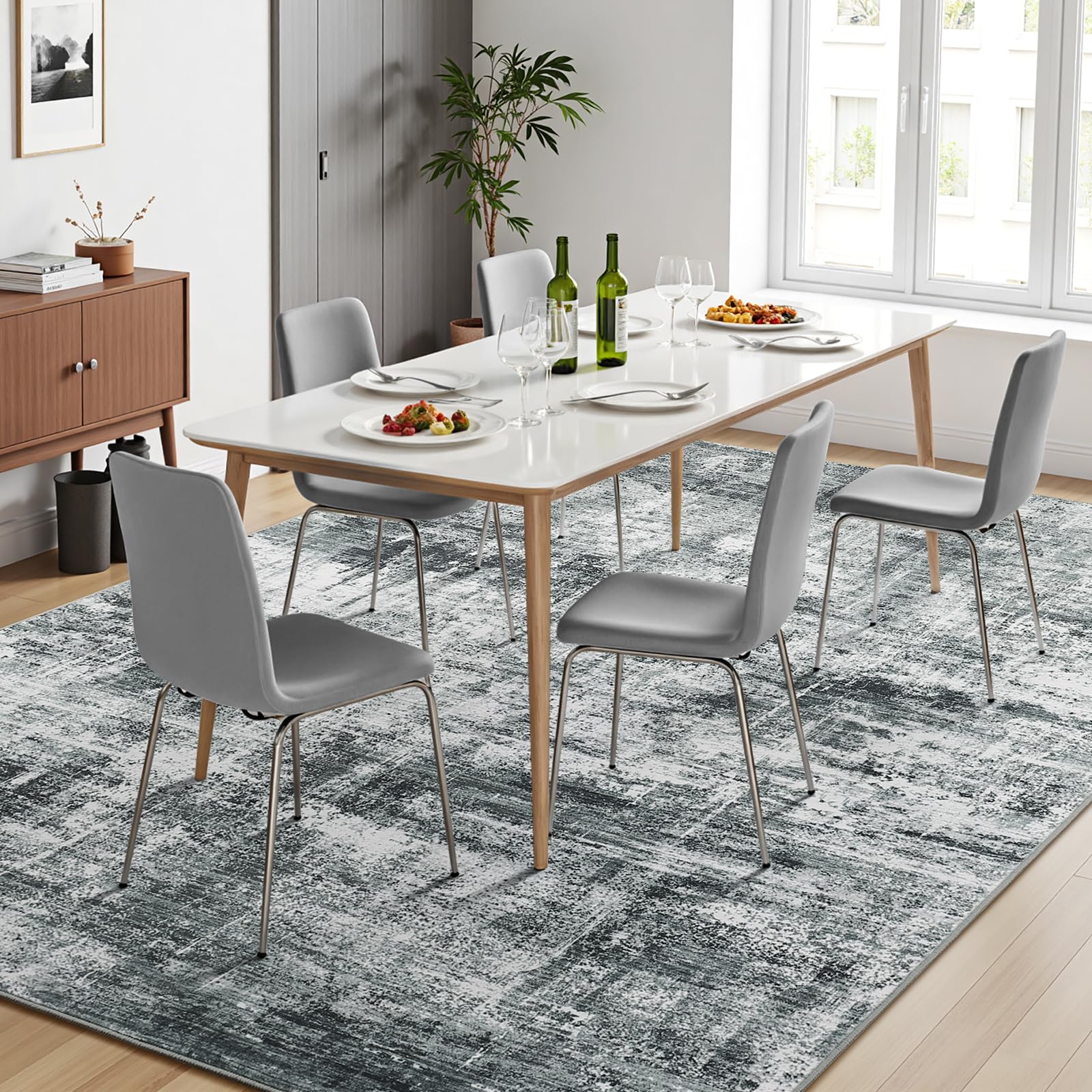 Lofus 8x10 Area Rug for Living Room, Gold Abstract Large Rugs with Non-Slip Backing, Neutral Modern Washable Carpet for Bedroom Dining Room Home Office Nursery Indoor